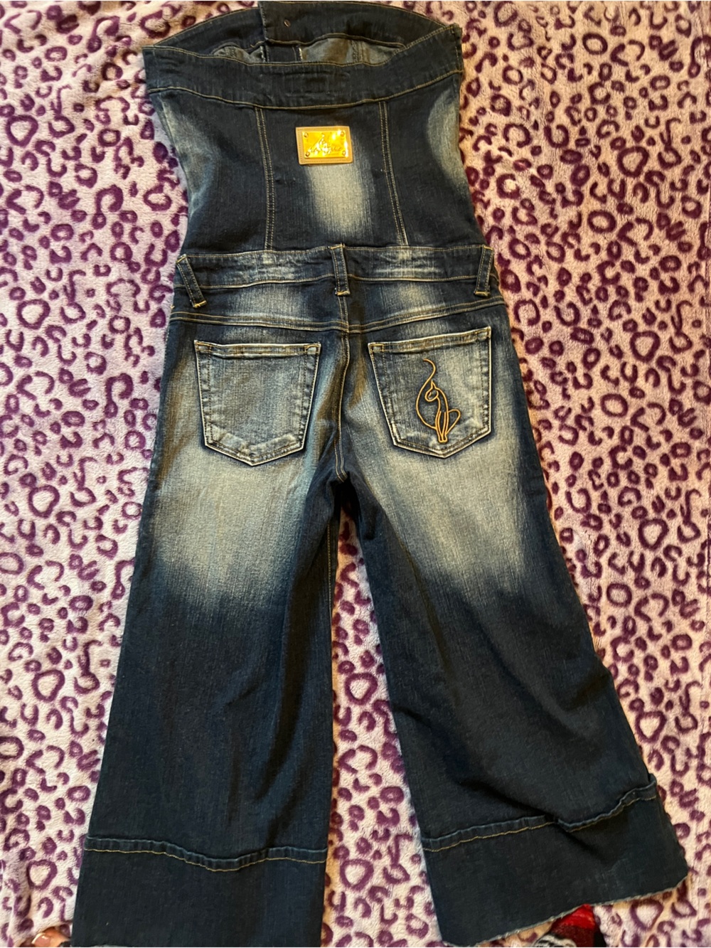 Baby Phat Denim tube top flared Jumpsuit - Picture 2 of 4
